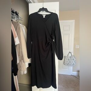 H&M Black Long Sleeve Wrap Dress